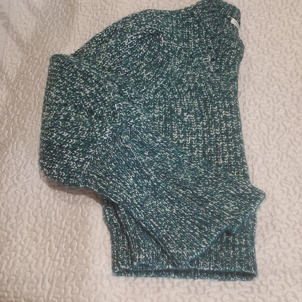 Elegant Teal Knit Sweater, VERONICA BEARD ROOPA PUFF-SLEEVED SWEATHER - Picture 7 of 10